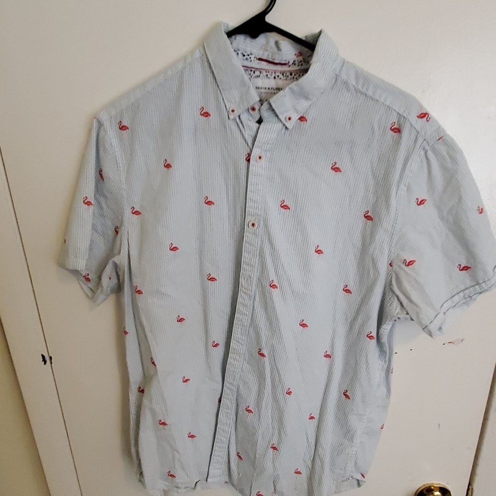 Medium Really Light Blue Denim Flower Shirt